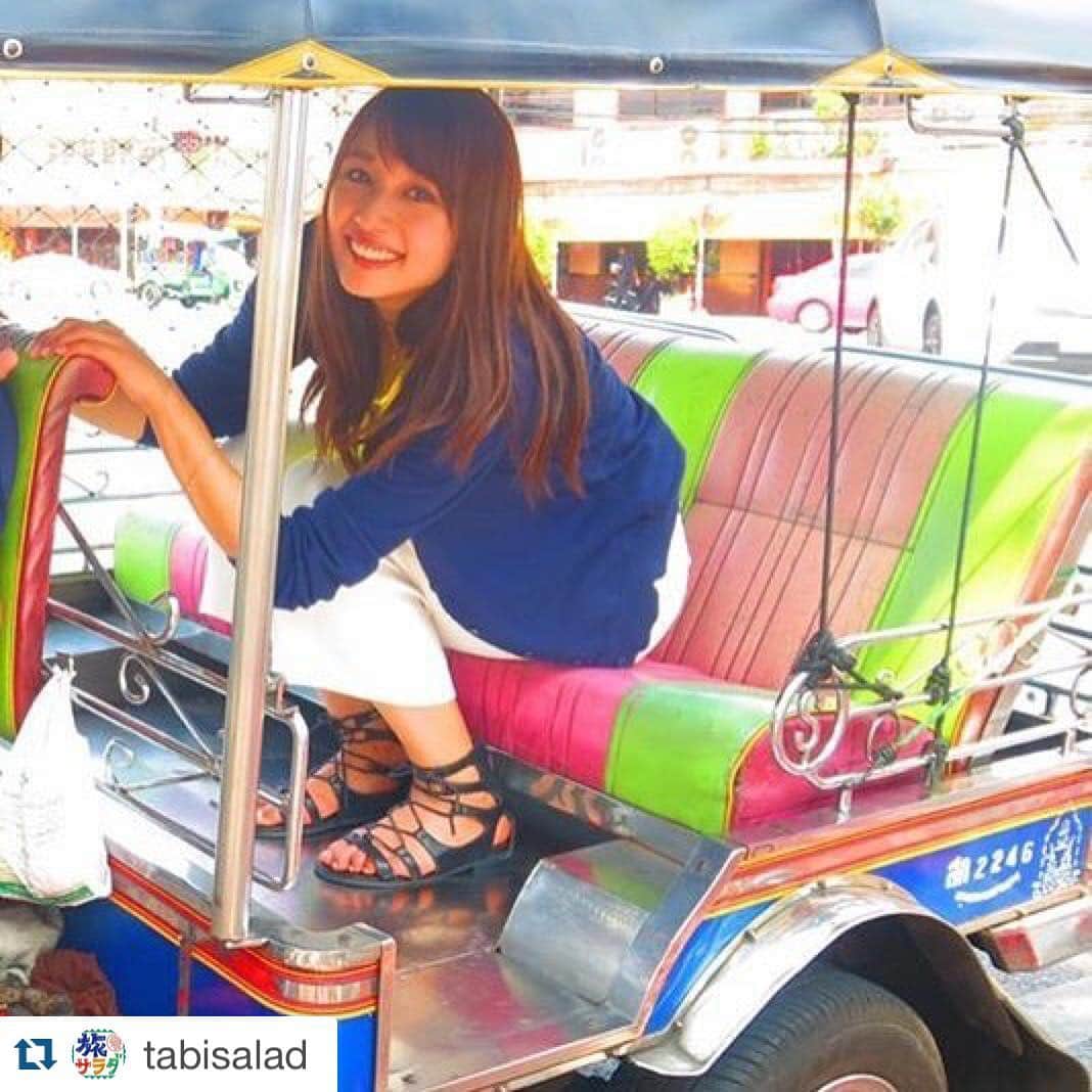 広瀬未花さんのインスタグラム写真 - (広瀬未花Instagram)「旅サラダ タイ・バンコクの旅✨  トゥクトゥクに乗って街を散策〜〜♬ 運賃が決まってないので値段交渉はセルフですよ笑❤️ #ABC#旅サラダ#海外#タイ#バンコク #トゥクトゥク」4月9日 10時55分 - micahirose