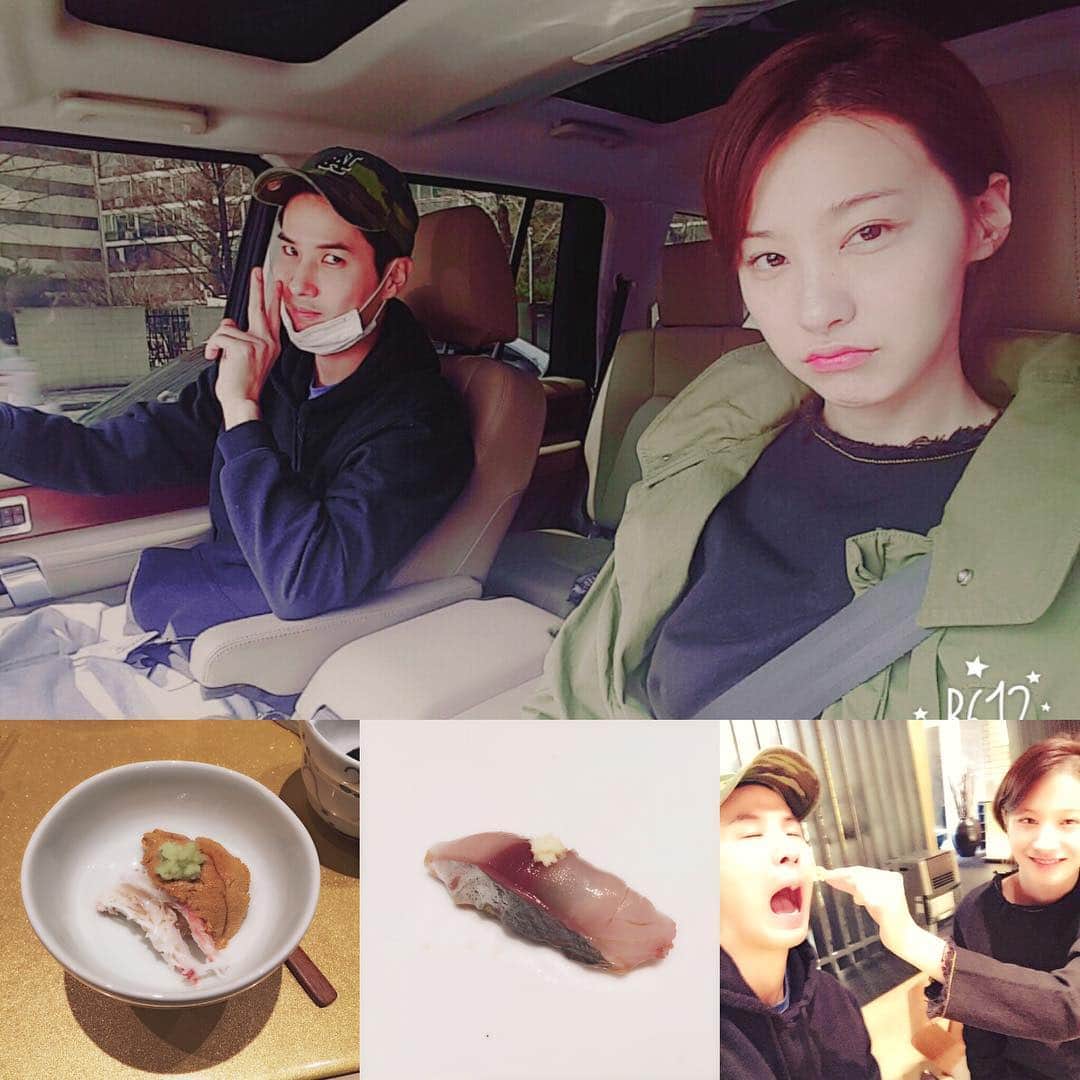 キム・ジソクのインスタグラム：「둘다 촬영중간에 갑자기 번개⚡️ #유이녕오랜만#보푸라기후드티#우니좋아」