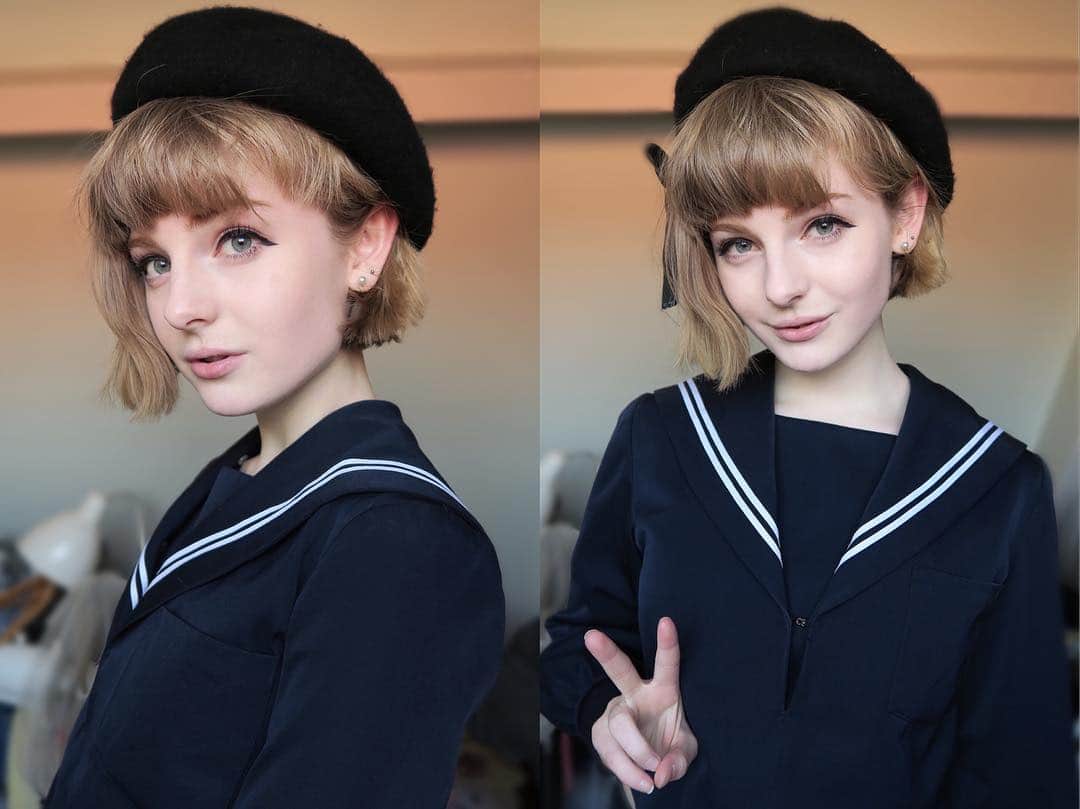 Ella Freyaのインスタグラム：「Who likes Japanese school uniform? ✨」