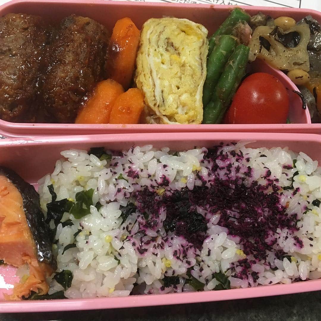 鈴華ゆう子のインスタグラム：「リハーサル。お弁当持参。ハンバーグも手作りだよーコレ(´ω｀)」