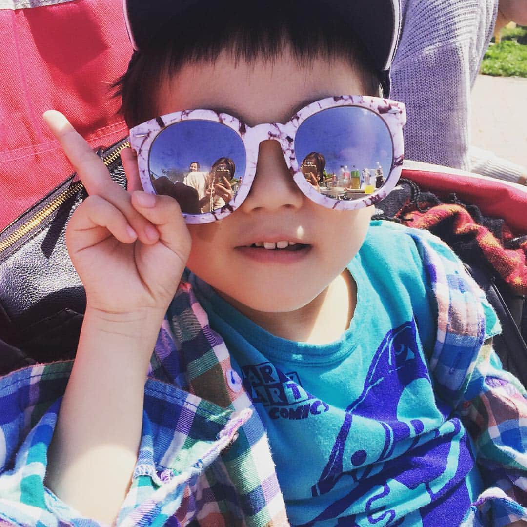 中川紗耶加のインスタグラム：「BBQ♥️大理石サングラス似合うなぁ( ´ ▽ ` )♥️イケメンの将来に期待♥️」