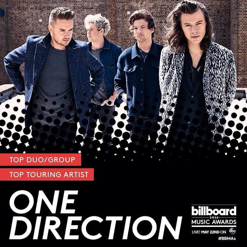 ワン・ダイレクションのインスタグラム：「The guys are nominated in two @BBMAs categories! Tune in May 22nd. #BBMAs」