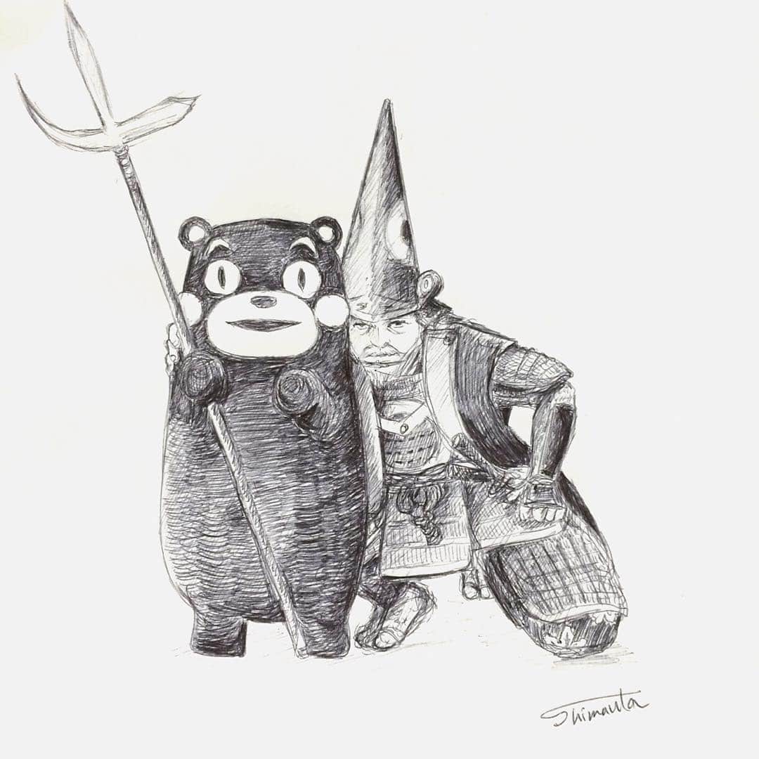 志真うたさんのインスタグラム写真 - (志真うたInstagram)「最強の味方がいますから。 We are on your side.  #prayforjapan #prayforkumamoto #kumamon #japan #samurai #kiyomasakato #busho #illustration #kumamoto #blackandwhite」4月18日 8時12分 - shima_uta
