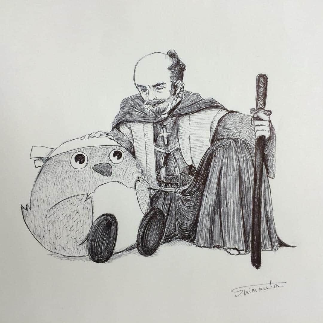 志真うたのインスタグラム：「疲れたら、休む。ぞ。  #prayforoita #mejiron #prayforjapan #sorinotomo #busho #samurai #illustration #blackandwhite」