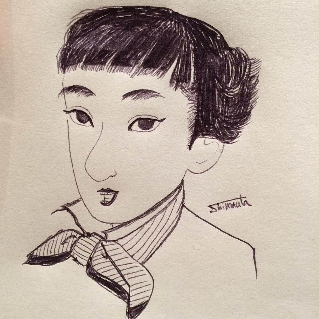 志真うたのインスタグラム：「浮世絵風ローマの休日 ROMAN HOLIDAY (UKIYOE style)  #illustration #ukiyoe #japan #japonism #ballpenart #romanholiday」