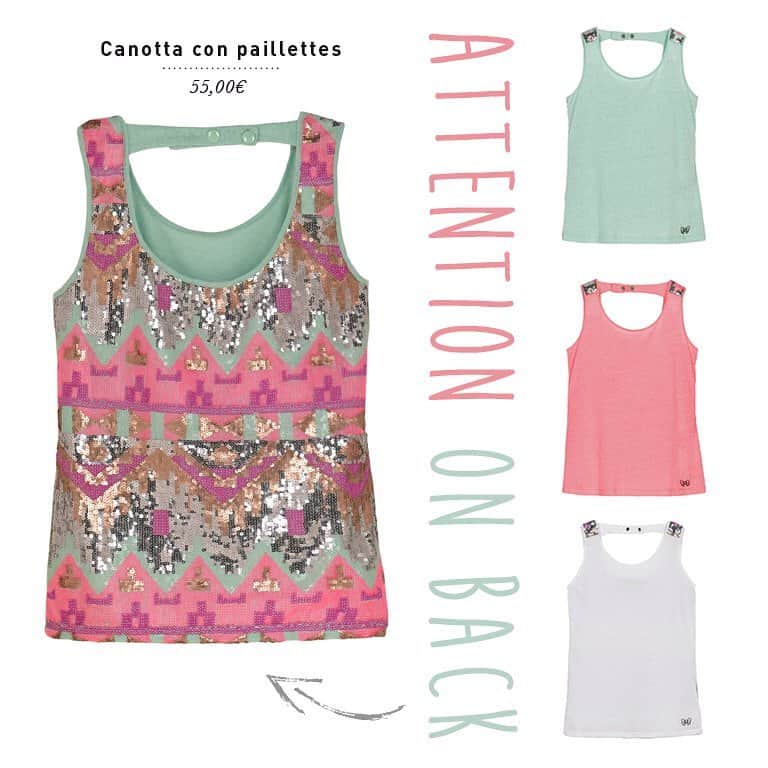 フィックスデザインのインスタグラム：「Attention in back! #fixdesign #top #colour #mint #pink #white #shining #paillettes #summer2016 #fashion #style #attentiononback #shopnow #shoponline」