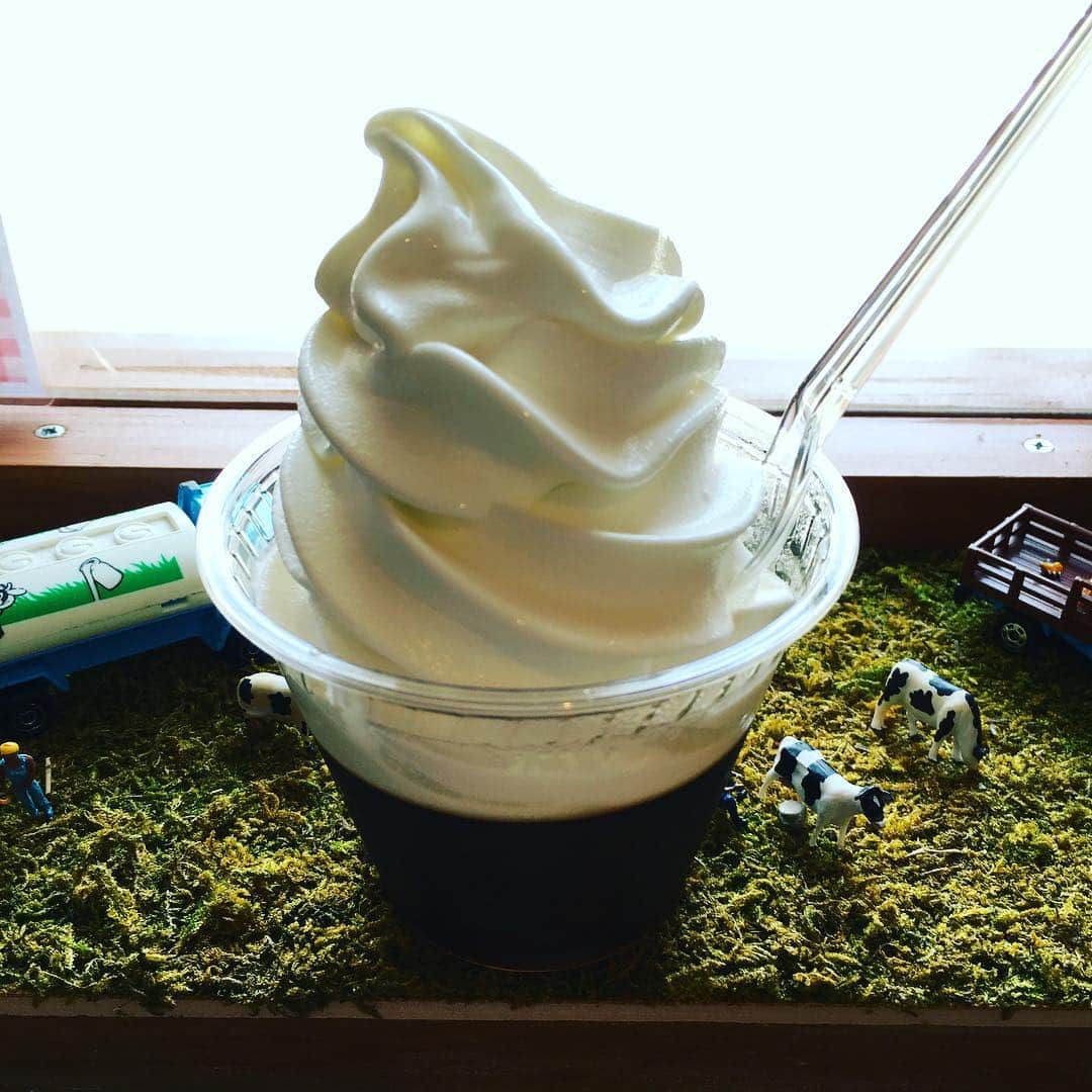 志摩有子さんのインスタグラム写真 - (志摩有子Instagram)「どーん！ソフトクリーム&コーヒーゼリー。  ミルクたっぷり。お腹いっぱい。  #softcream #coffeejelly #break #ソフトクリーム #コーヒーゼリー #ソフトクリームタワー #牧場に着地した巨大宇宙船的な #ロケおやつ」4月26日 12時14分 - ariko418