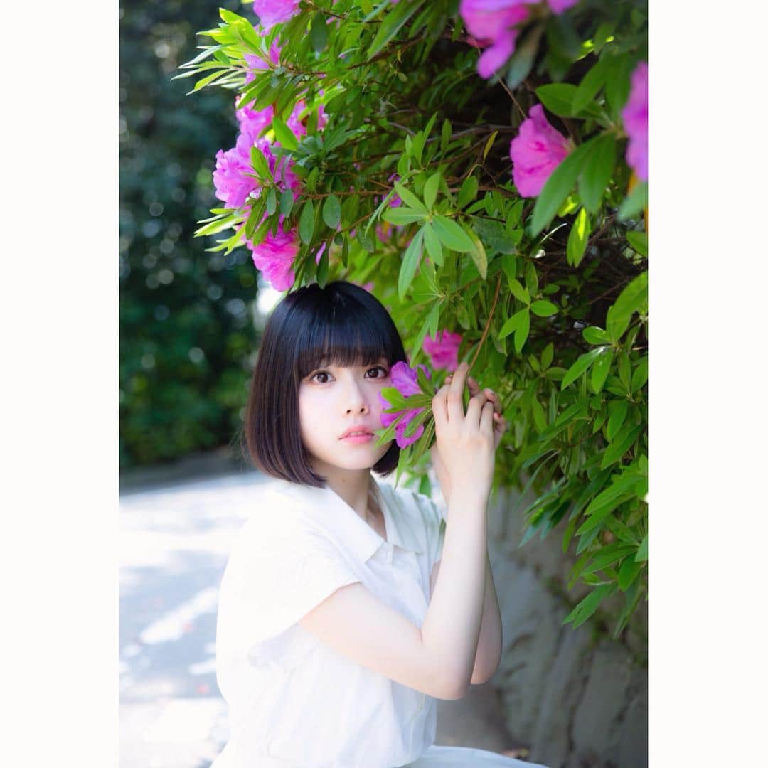 礒部花凜のインスタグラム：「お花とわたし シリーズ🌼とっても気に入ってます✌️#レンズ越しの世界 #photo #portrait #model #写真 #写真部 #被写体」