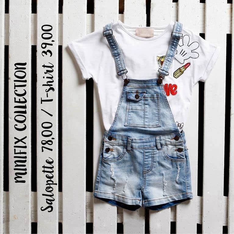 フィックスデザインのインスタグラム：「Discover Minifix Collection! #minifix #fixdesign #outfit #cute #love #collection #pe2016 #salopette #jeans #prints #discovermoreonline #shopnow」