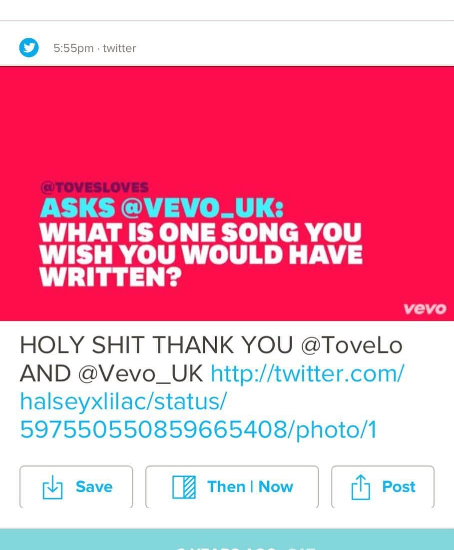 トーヴ・ローさんのインスタグラム写真 - (トーヴ・ローInstagram)「i am currently running on 5 1/2 hours of sleep, but that is beside the point. a year ago today was the 2nd time i was noticed by @tovelo. it was in a q+a video she did with @vevo_uk. i remember working on some school stuff and stopping to watch this video. when my twitter user came up, (my twitter user now is halseyxlilac if u want to follow me) i was beyond excited. last year was one of the worst years of my life. i was very sick and had a ton of other problems going on. tove was one of the reasons i was able to get through last year. if i was having a bad day, i would watch one of her interviews. her tweets always would brighten my day, and her music spoke volumes to me. she has been such a strong influence for this last year and a half, and i couldn't thank her more for that. ps - facts coming in june. trying to finish school rn!!」5月10日 22時54分 - iamtovelo