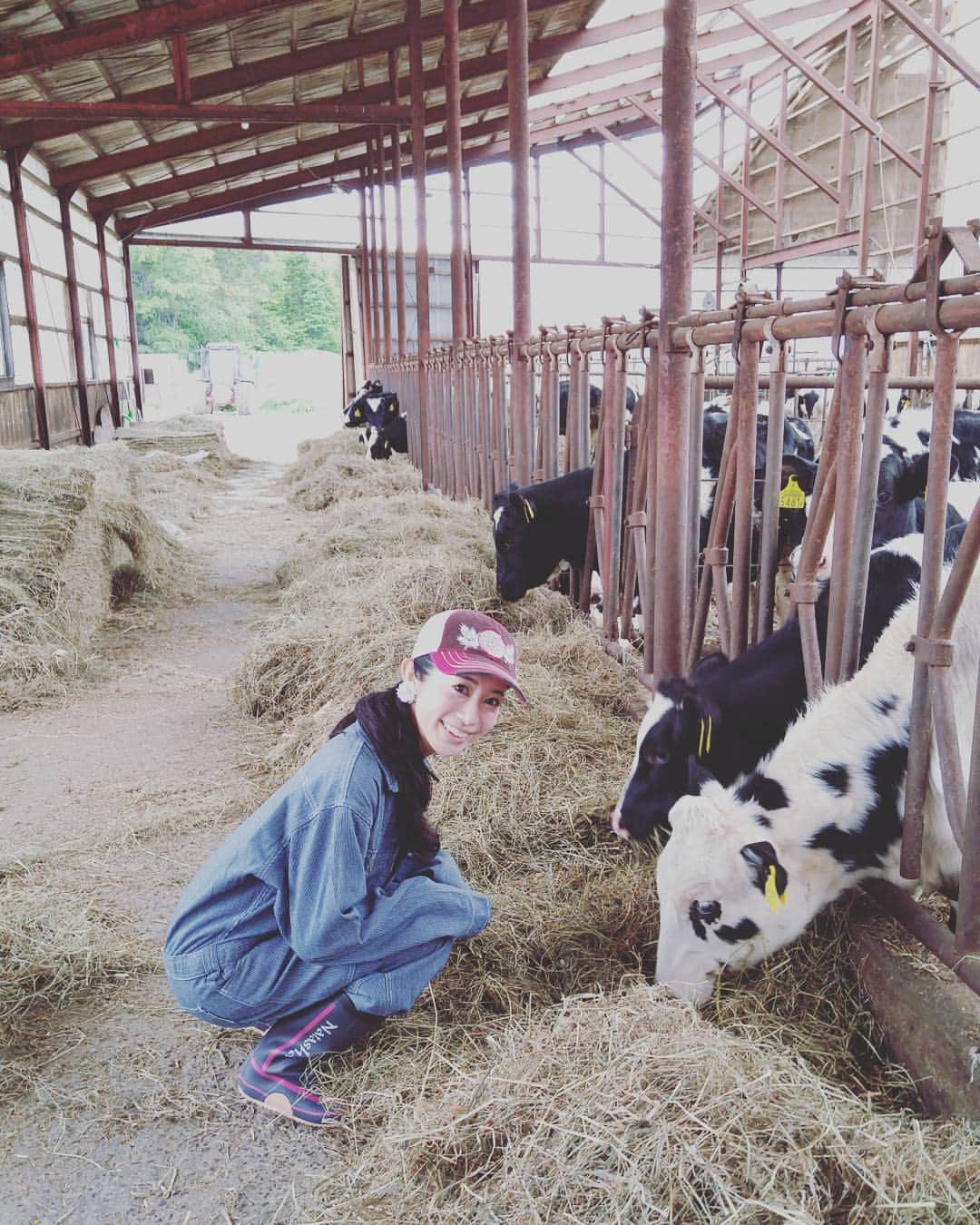 名越涼子さんのインスタグラム写真 - (名越涼子Instagram)「牛と丑年、牛同士。 (*>∀<*) #牛　#丑年　#牧場　#牧場ガール　#餌やり　#酪農　#勉強　#北海道　#紋別　#興部町　#プロジェクト」5月31日 22時25分 - nagoshi_ryo