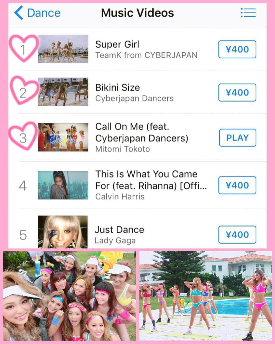 MIKAさんのインスタグラム写真 - (MIKAInstagram)「なんとー！！！ #iTunes のダンスMVランキングの上位3位を CYBERJAPAN が全て独占😭😭😭😭🎉🎉✨✨✨✨✨ 発売されたばかりの #BIKINISIZE と 公開されたばかりの #チームK MVみんな見てくれましたか？🎶 GETしたよって嬉しい投稿も続々ありがとうございます🙈💓 今回 #ビキニサイズ のエクササイズダンスと #TeamK デビュー曲 #SuperGirl を振り付けさせて頂きました🙏✨ こんな素敵な機会をくださった #CYBERJAPAN チームに感謝しています。。みんなの想いがたくさん詰まった今作、みんな絶対チェックしてね❣❣ ▽ 💚 💜 💛 ❤️ 💙 💚 💜 💛 ❤️ 💙 ■「BIKINI SIZE」エクササイズ・ティザー動画URL https://youtu.be/_IdSpAn99yw . ■エクササイズCD+DVD 「BIKINI SIZE」  2016.6.22 Release!! / ¥3,000+税抜📀 ダンスミュージックプロデューサー #MITOMITOKOTO の新曲 EDM 収録!! TeamK from CYBERJAPAN の歌唱曲4曲収録!! #CYBERJAPAN DANCERS【DVD】 約60 分収録!! 🔥オリジナル・エクササイズ・ダンスを CYBERJAPAN の #MikaT が振付、数々の著名人が会員の人気パーソナルトレーニングジム「 #デポルターレクラブ 」がエクササイズ監修＆考察する、最強のコラボレーション商品「BIKINI SIZE」に、この夏注目が集まるのは必至だ。 ■Intro ■胸筋エクササイズ ■腹筋エクササイズ ■ヒップエクササイズ ■背筋エクササイズ ■レッグエクササイズ . その他、特典映像も収録👀🌟 👇amazon 購入リンク👇 http://amzn.to/1WQboNR 💚 💜 💛 ❤️ 💙 💚 💜 💛 ❤️ 💙 #サイバージャパン #universalmusic #deportareclub #エクササイズ #ユニバーサルミュージック #dvd #exercise #workout #gymlife #fit #cute #fitness #fitgirl #motivation #training #girls #igers #bikinigirl #ダイエット #diet」6月23日 19時49分 - cjd_mika