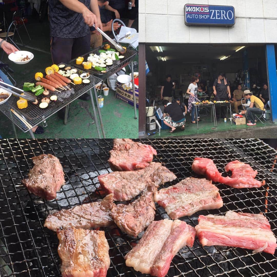 大西宏明のインスタグラム：「雨にも負けずBBQ‼️ 二日酔いにも負けずBBQ（≧∇≦） #BBQ#AKS主催#紀之定正行#和泉市#和牛」