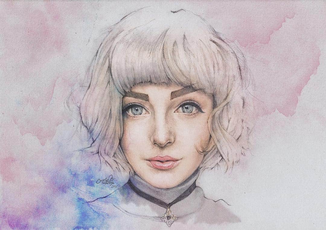 Ella Freyaのインスタグラム：「Look at this amazing portrait of me made by @aninditowisnu I'm so amazed 😍」