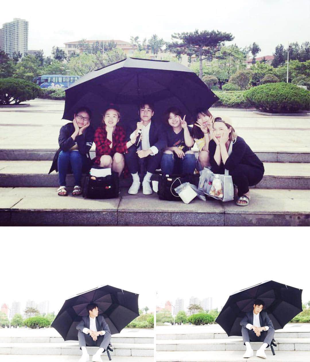 イ・ヒョヌのインスタグラム：「모두들 내 밑으로 들어와 다 지켜줄게😏난 가오쑹이거든🤔 #우리식구들고생많아요아프지말고잘하고갑시다씨에씨에아이니먼❤️#사진찍어주는우리슈아이꽌밍도❤️#여름무섭지않아」