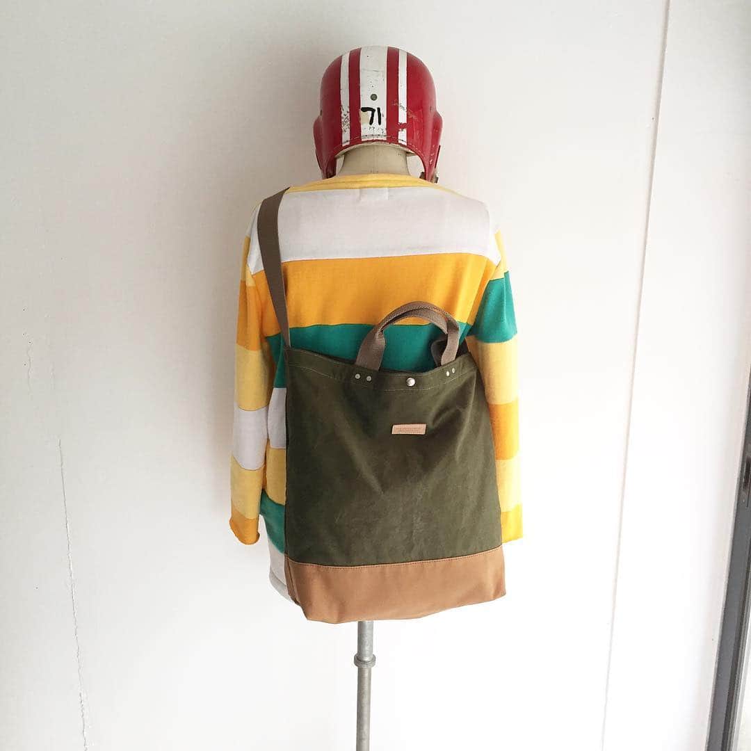 Heritage Leather Co. のインスタグラム：「HINOYA Exclusive Hunting Tote Bag. #vintagefabric #hinoya #limitededition #heritageleatherco #madeinlosangeles #明日発売です」