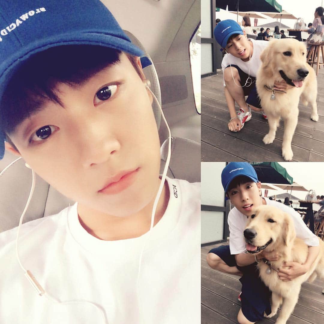 イ・ヒョヌのインスタグラム：「비록 별이는 아니었지만 더 큰강아지와 나는 놀았댜🙂」