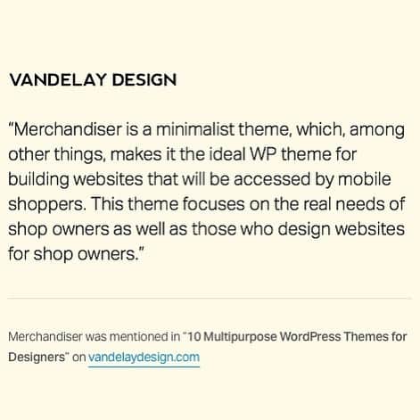 のインスタグラム：「Merchandiser, as seen by Vandelay Design! Check out Merchandiser at merchandiser.getbowtied.com  #design #wordpresstheme #wordpress #uxdesign #minimalistdesign」