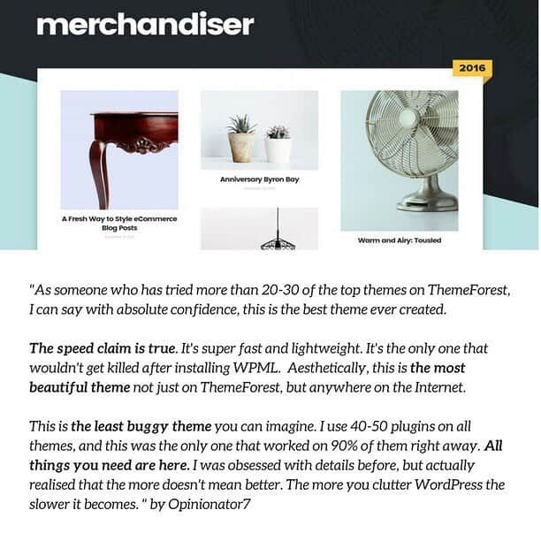 ティモシーエベレストのインスタグラム：「Truly grateful to be surrounded by so many witty customers. Thank you for your continuous support and amazing feedback. This piece of feedback for Merchandiser theme is simply stunning 😍  #wordpresstheme #feedback #testimonials #customerfeedback #merchandiser #woocommerce #woocommercethemes」