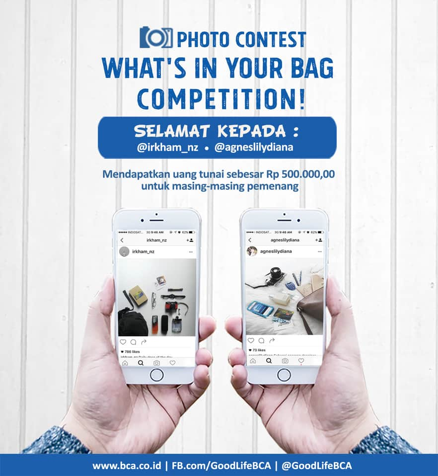 B Blogさんのインスタグラム写真 - (B BlogInstagram)「Hello Bloggers,  Selamat kepada @irkham_nz dan @agneslilydiana yang memenangkan What's In Your Bag Photo Contest! Dan mendapatkan hadiah sebesar Rp 500.000,00 untuk masing-masing pemenang.  Pemenang diharapkan untuk mengirimkan email data diri (Nama, Alamat, No Rek, Scan KTP) ke info@bblog.co.id ya.  Thank you😘」7月26日 20時01分 - bblog_id