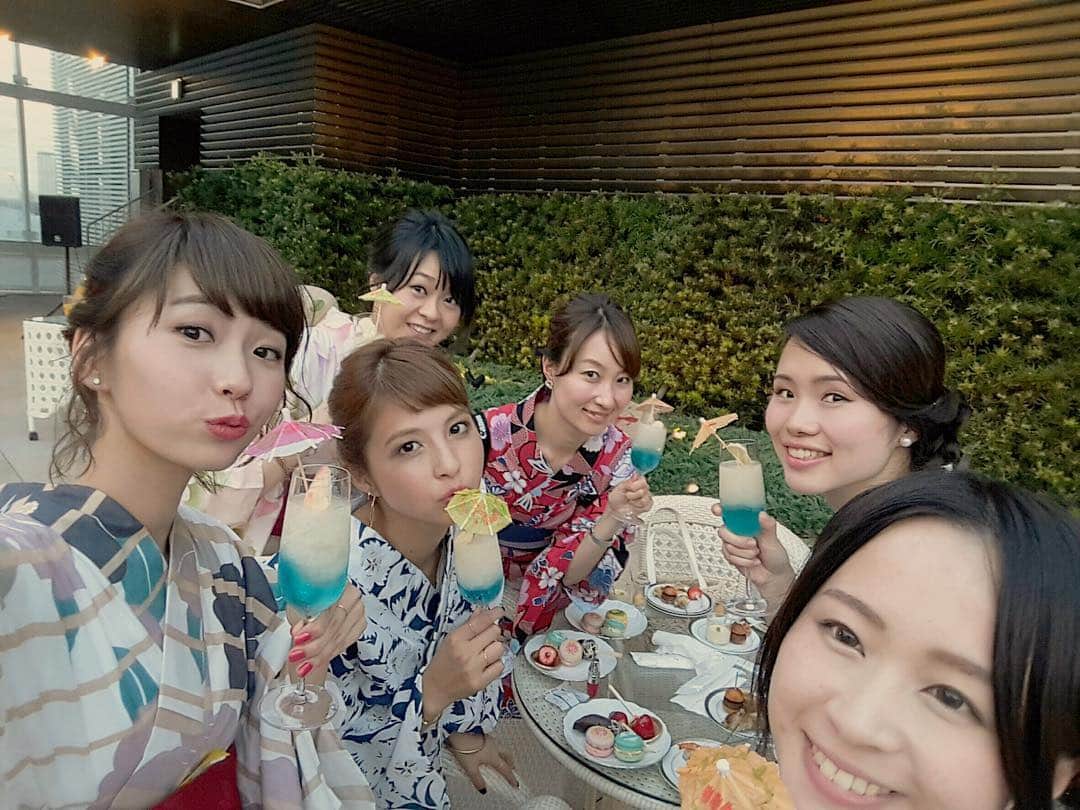 長崎莉奈のインスタグラム：「キラキラ女子に紛れ込んだアラサー真っ只中の私。#テンションは20代前半 #大学生と間違えられる #もうすぐ29です #with #withgirls #enjoy #浴衣女子会 #like4like #follow4follow #kimono #yukata #fun #summer #event #夏 #japan #tokoy #ginza #浴衣 #銀座 #東京 #fasion #イベント」