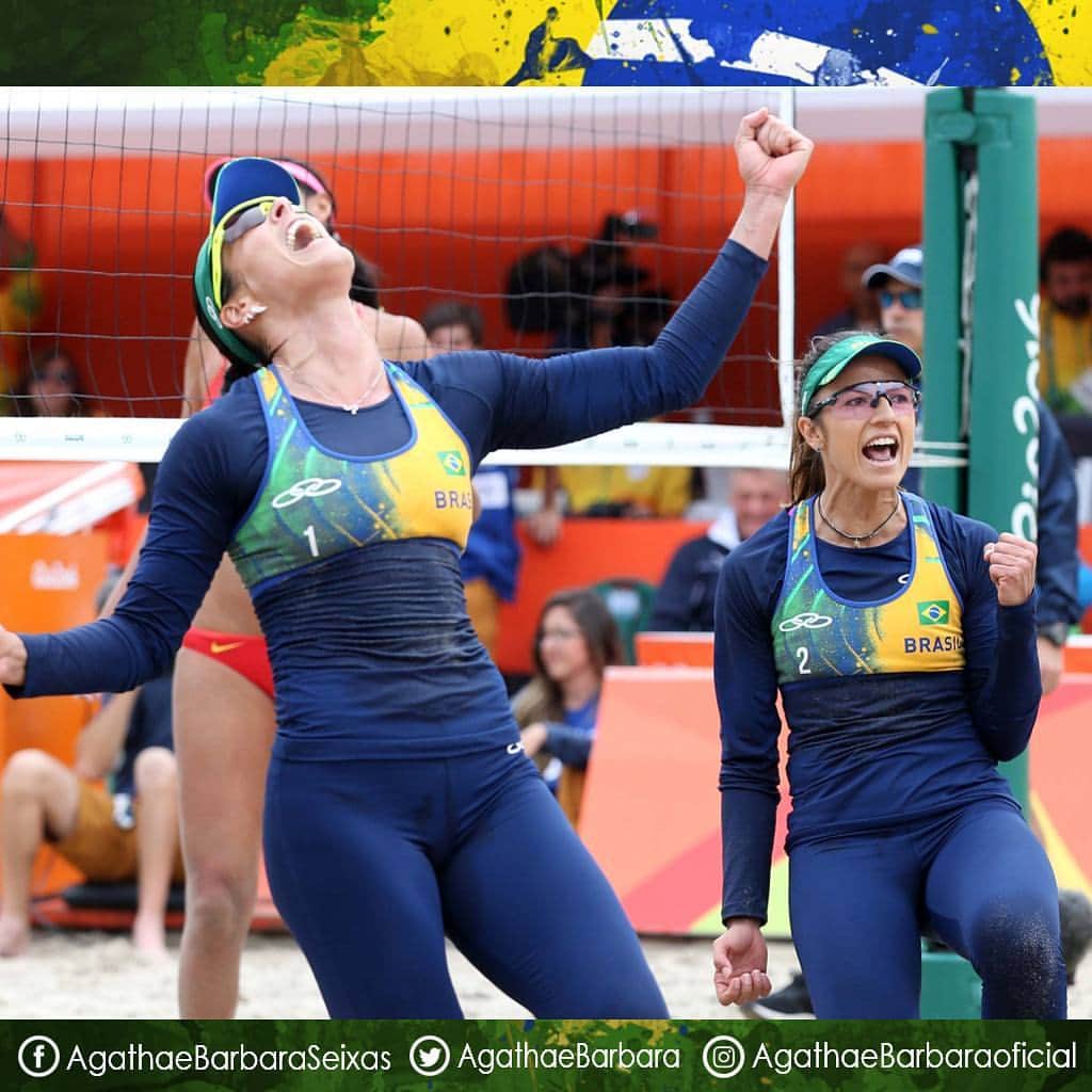 バーバラ・セイシャスのインスタグラム：「Semifinal!!! Agatha e Barbara venceram as russas Ukolova/Birlova por 2x0, parciais 23/21 21/16. #GoAgathaeBarbara 🆎 #Juntossomosmaisfortes  #EuSouTimeBrasil 🇧🇷」