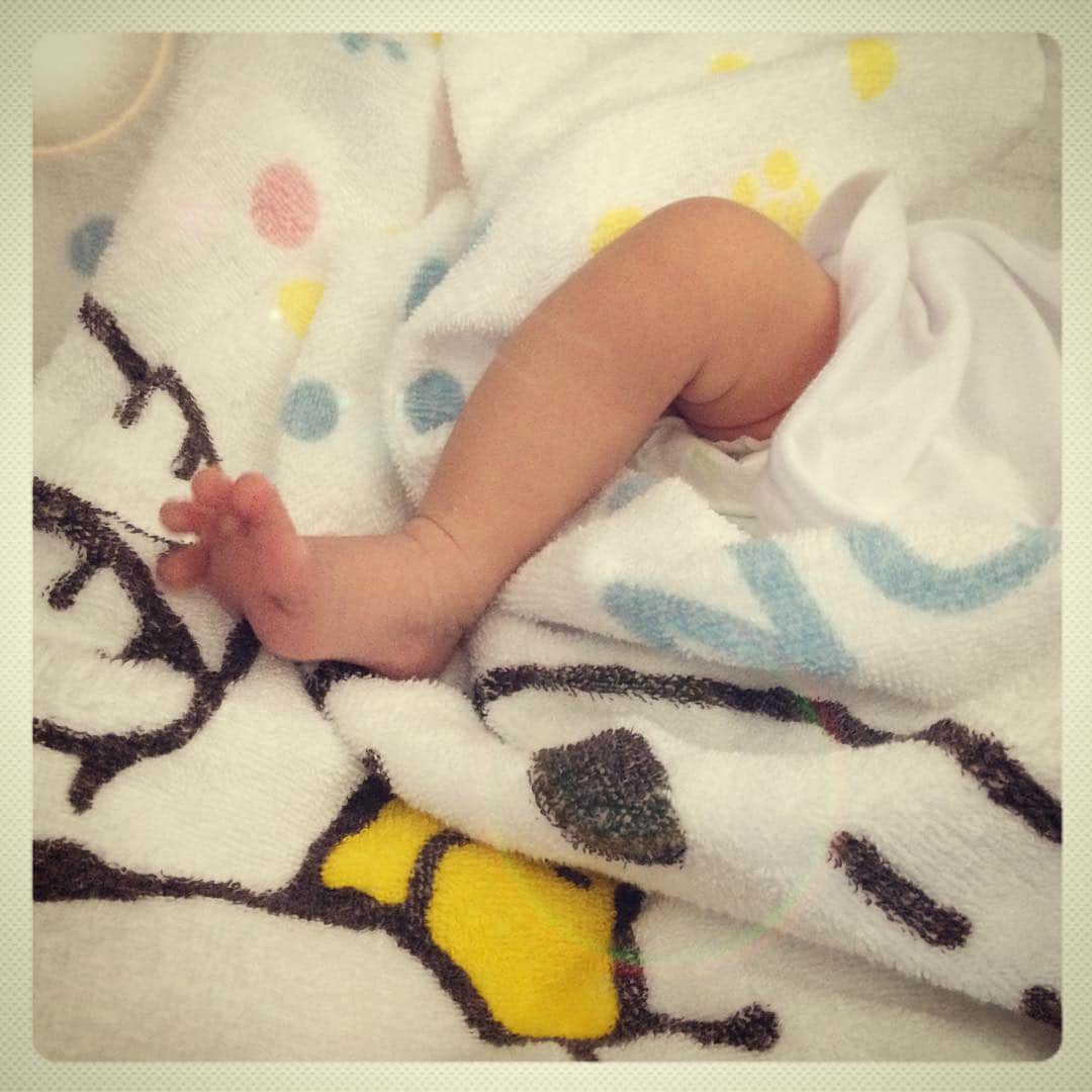 小泉梓さんのインスタグラム写真 - (小泉梓Instagram)「足癖が悪くてすぐ出しちゃう。  そして足の指広げるのが好きらしい。  早く浮腫みがなくなってあたしも一緒に写真撮りたい。  #生後10日 ##10days #son #love #baby」8月21日 15時13分 - azusan111