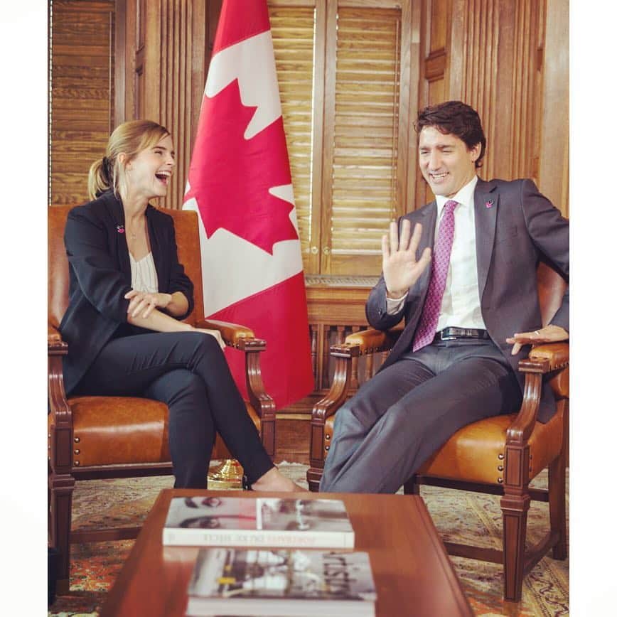 エマ・ワトソンのインスタグラム：「A privilege to talk to Prime Minister @justinpjtrudeau today about gender equality and the importance of bringing young people into politics #Goal5 #HeForShe @oneyoungworld」