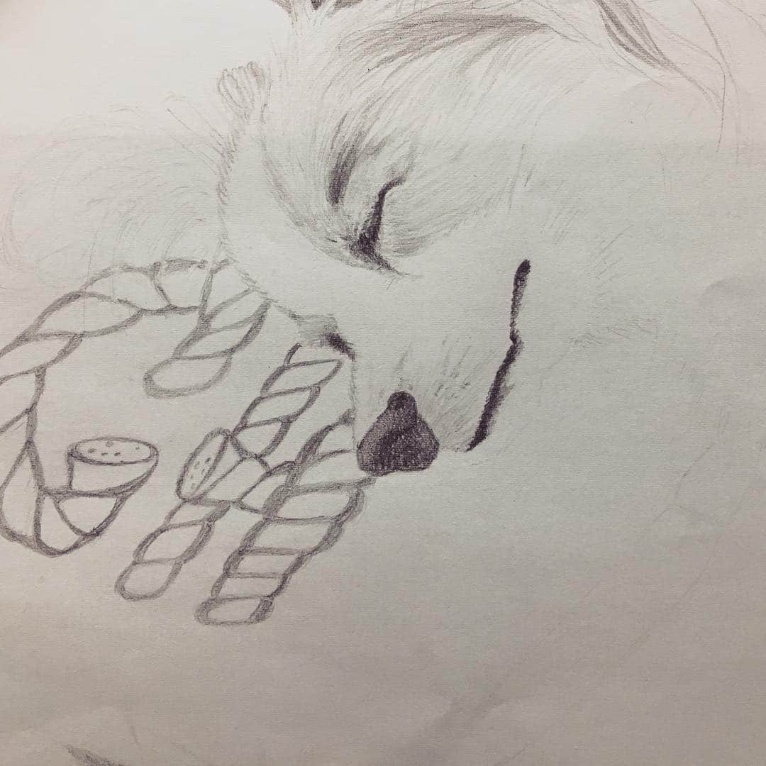 渕上里奈のインスタグラム：「中途半端なところまで、、、✏️ #鉛筆画」