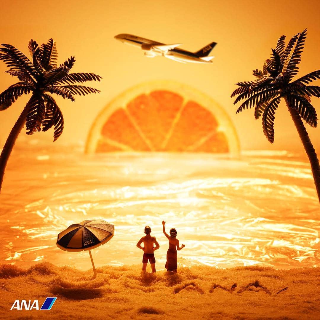 田中達也さんのインスタグラム写真 - (田中達也Instagram)「. “夕日が目にしみるぜ。ミカンだけに。。” . ANA （ @ana.japan @allnipponairways_official ）をテーマに作品を作らせていただきました。 . #ana_jp #ANA旅 #Little_ANA_JP #Little_ANA #夕日 #Sunset #飛行機 #みかん #Orange .」9月7日 18時54分 - tanaka_tatsuya