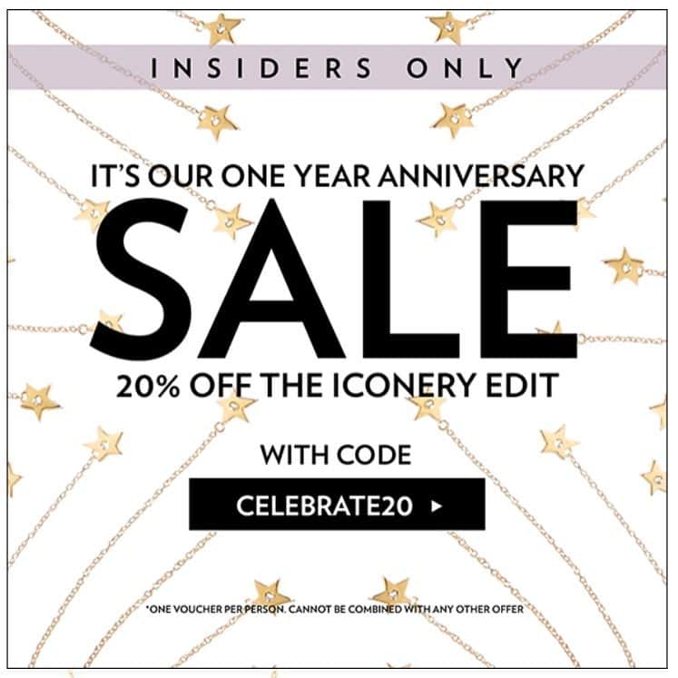 レンのインスタグラム：「Happy first birthday, Iconery! Celebrate with up to $200 off Wren jewelry 🎉🎂❤️」