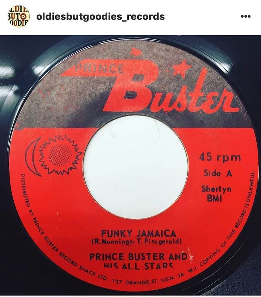 MUROさんのインスタグラム写真 - (MUROInstagram)「もう何年も前に、Oldies But Goodies Recordsで聴かせて貰って以来、一度もオリジナルを見た事がない、PRINCE BUSTERのFUNKY JAMAICA！ THE BEGINNING OF THE ENDのFUNKY NASSAUのカバーかと思いきや、PRINCE BUSTERの方が先という都市伝説もある。。 @oldiesbutgoodies_records  #princebusterallstars  #thebeginningoftheend」10月5日 22時18分 - dj_muro
