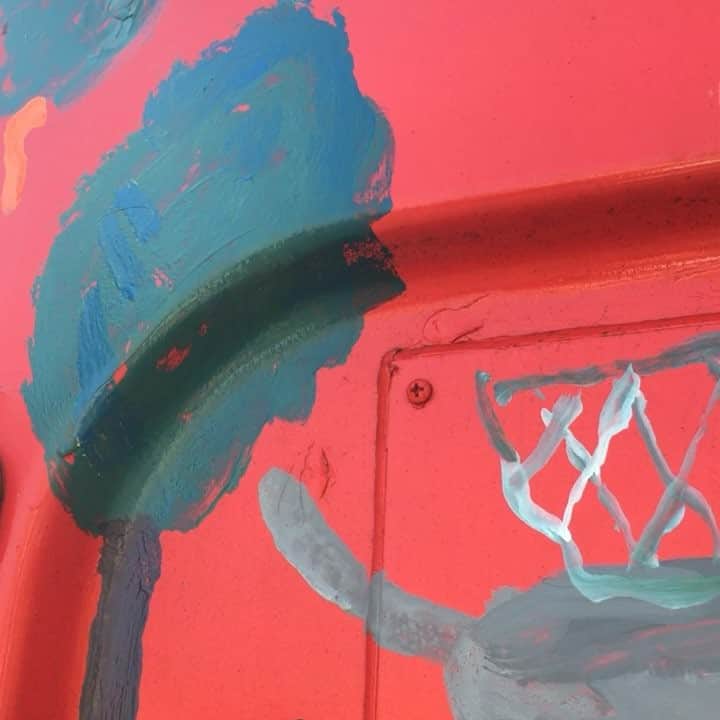Mogu Takahashiのインスタグラム：「Painted on kitchen car of my friend’s curry restaurant. Thanks for friends & neighbors who stopped by! It was fun 🚚 🎈🎈 #mogutakahashi #奈央屋」