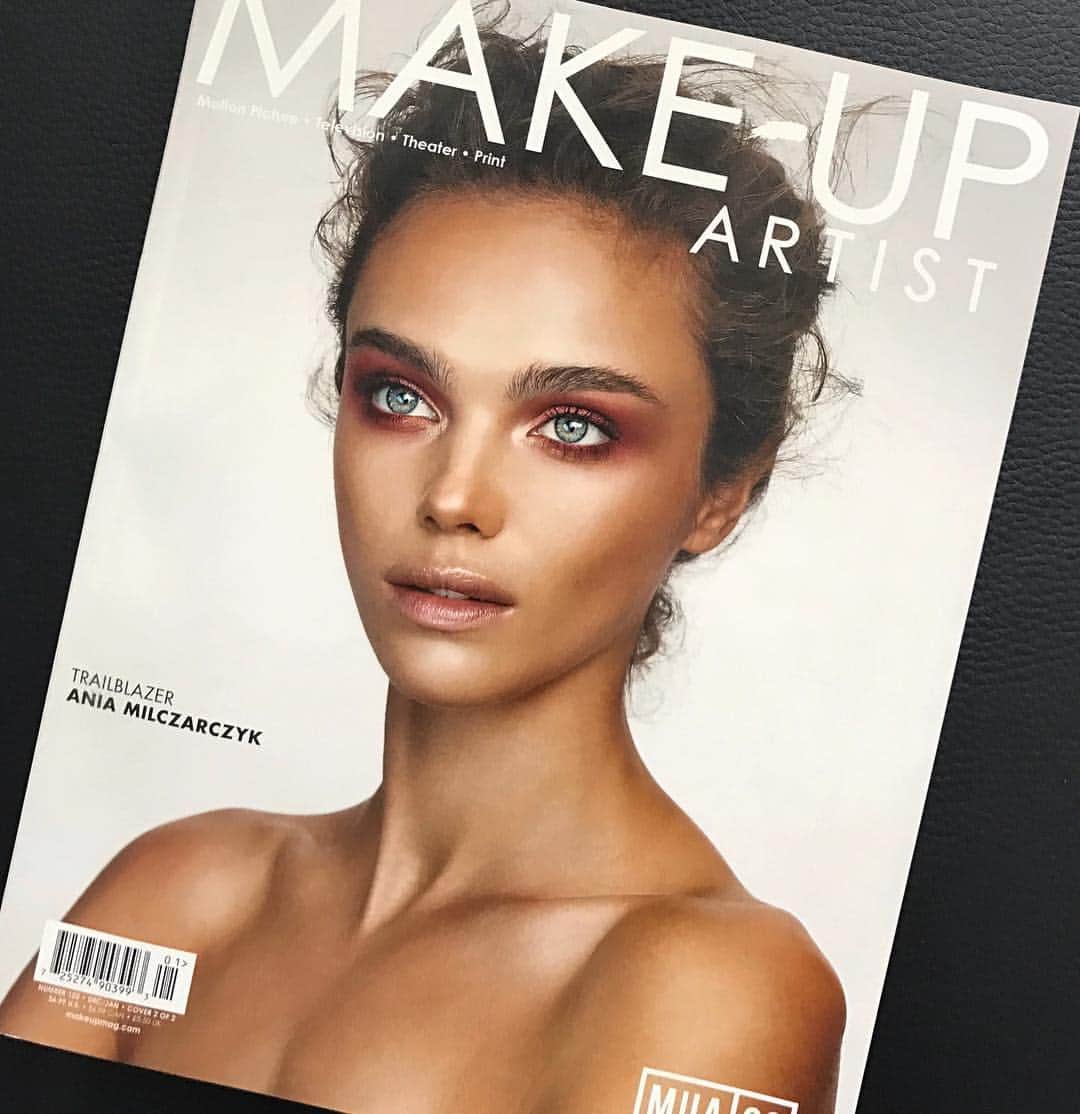 Ania Milczarczykのインスタグラム：「I've figured out what is more exciting than having your work featured in a magazine... BEING THE FEATURE! Oh my goodness I'm flattered, 7 pages all about me 😮 Thank you to @makeupartistmag for the beautiful write up and for choosing this incredible image of @jenagoldsack by @emilyabay_photographer as your beauty cover. I texted photos of it to my mum and she printed them out and showed everyone at her work haha. Feeling very important right now ❤️」