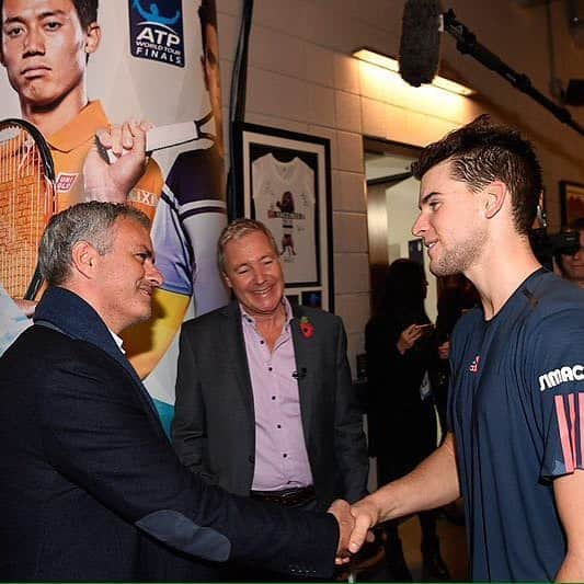 ドミニク・ティエムさんのインスタグラム写真 - (ドミニク・ティエムInstagram)「Unfortunately a loss today. But still a good day because i met the Special One :) #ATPFinals  #london」11月14日 3時24分 - domithiem