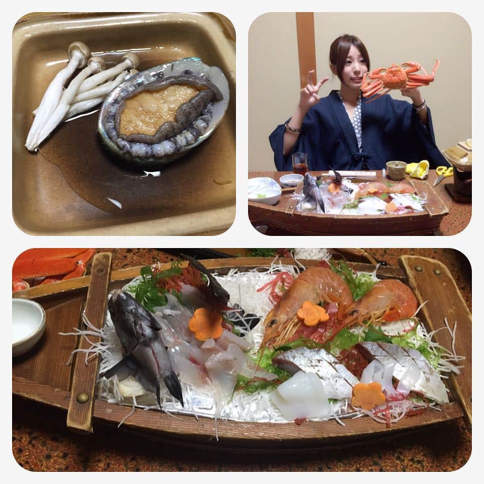 のインスタグラム：「#京都#飯#あわび#舟盛り#蟹#美味#幸せ#太る」