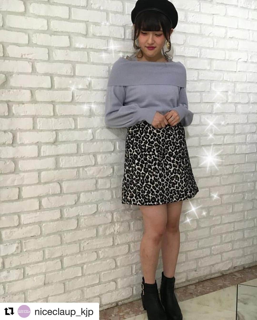 吉祥寺PARCOのインスタグラム：「【4階 NICE CLAUP】  #Repost @niceclaup_kjp with @repostapp ・・・ サックスブルー✖️レオパードの組み合わせがかわいい〜😍❤️💙 ¥3,500＋tax【NO.148820321】#NICECLAUP #ナイスクラップ #ナイクラ #ナイス吉祥寺 #吉祥寺PARCO #4F #吉祥寺 #follwme #オフショル #ニット #オフショルニット #knit  #大人気 #かわいい #kawaii #fashion #coordinate #2016AW」