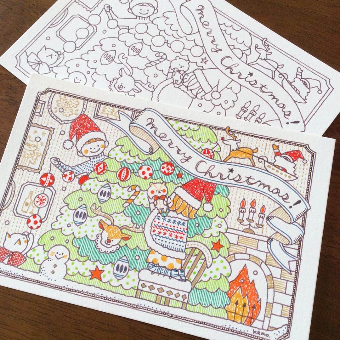 カモさんのインスタグラム写真 カモinstagram 塗り絵 Before And After ボールペンイラスト クリスマス Christmas 塗り絵 11月30日 9時21分 Illustratorkamo
