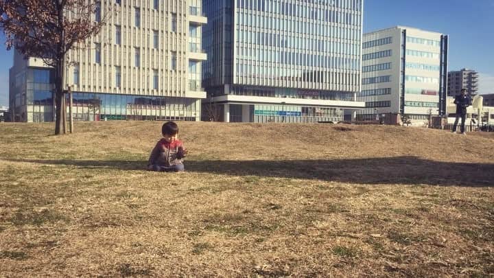 齋藤美波のインスタグラム：「✴︎ カメラ気になる僕👦🏻 可愛い姿を撮ろうと必死なパパ👨🏻笑 こういうのほっこりするね💜 ・ あたしが病院に行ってて待ってる間に 2人で遊んでたみたい🙈💕 元旦から大怪我して、病院行き。笑 小学生の時骨折した以来の車椅子♿️ 4日経った今、だいぶよくなって少しずつ歩けるようになりました！ 骨にも異常なくて筋肉と筋を強く痛めただけみたいなので安静にして治るの待つのみ💭 ただ顔のでかいたんこぶと手の傷が日に日にズキズキしてきたのが厄介だ。笑 パパがいてくれたから育児や家のこと手伝ってくれてとても助かってます😭パパいなかったら本当なんも出来なくてどうしてたんだか... まだ初詣も行けず、正月らしい事なんもしてなくてヒッキーな年明けですが私は元気です！！ 心配して連絡くれた方ありがとうございます(＞人＜;) ・ ただただ歩きたい！それだけ！笑 武玄にも申し訳ない気持ちでいっぱい😢 久しぶりのスケートで道が綺麗なコンクリートで気持ちよすぎて調子に乗ってスピード出してプッシュしてたら小石かなんかにつまづいたようで...笑 そのままコンクリートにダイブ！！ その時の記憶一切ありません。 まさか何もない道で転けるなんて全然思ってもいなかったから一瞬なにが起きたのかもわからなくてただ頬が痛いなって思っただけ。笑 その後にあ、転けたんや！って気づいたの😬 ・ 1人の体じゃないから気を付けなきゃね.°(ಗдಗ。)°. 本当反省中... 治るまでとことん反省してます。 ・ 早く初詣行きたい〜⛩ 甘酒飲みたい〜🍶 ・ ・ #年始ハプニング#お正月#2017年#パパと息子#ママ失格#ごめんなさい#家族#転けた理由がダサい#横ノリ大好き#アクティブママ#ファンキーママ#今後は気をつけます」