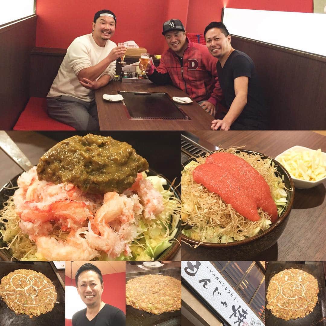 大西宏明のインスタグラム：「昨日ゴルフ終わりに奈良でめちゃくちゃ有名で大人気の「もんじゃ焼き 山吉」さんの6店舗目‼️‼️ 大和郡山店のプレオープンへ✨✨✨ 明太子マヨもんじゃ チーズトッピング。 それにカニみそもんじゃ✨カニ身もめっちゃ入ってる(^ ^) 店長さんに無茶振りしたら…… まさかのハイクオリティな ドラエもんとアンパンマン描いてくれた（笑）  近鉄大和郡山駅からすぐなんで奈良の方！奈良へ行くからは‼️めちゃくちゃ美味しいので是非っ(^○^) #もんじゃ焼き  #山吉  #新店舗  #大和郡山  #明太子もんじゃ  #カニみそもんじゃ  #美味しい」