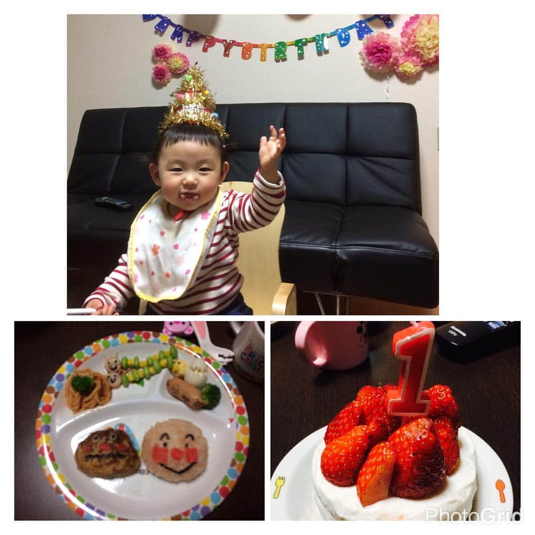 大野果奈のインスタグラム：「26日はサラちゃんの誕生日でした🎂🎉👏 #一歳誕生日  #おめでとう #最初泣かれてたけど #今は慣れたみたい #よかった〜 #抱っこしても泣かないよ♡」