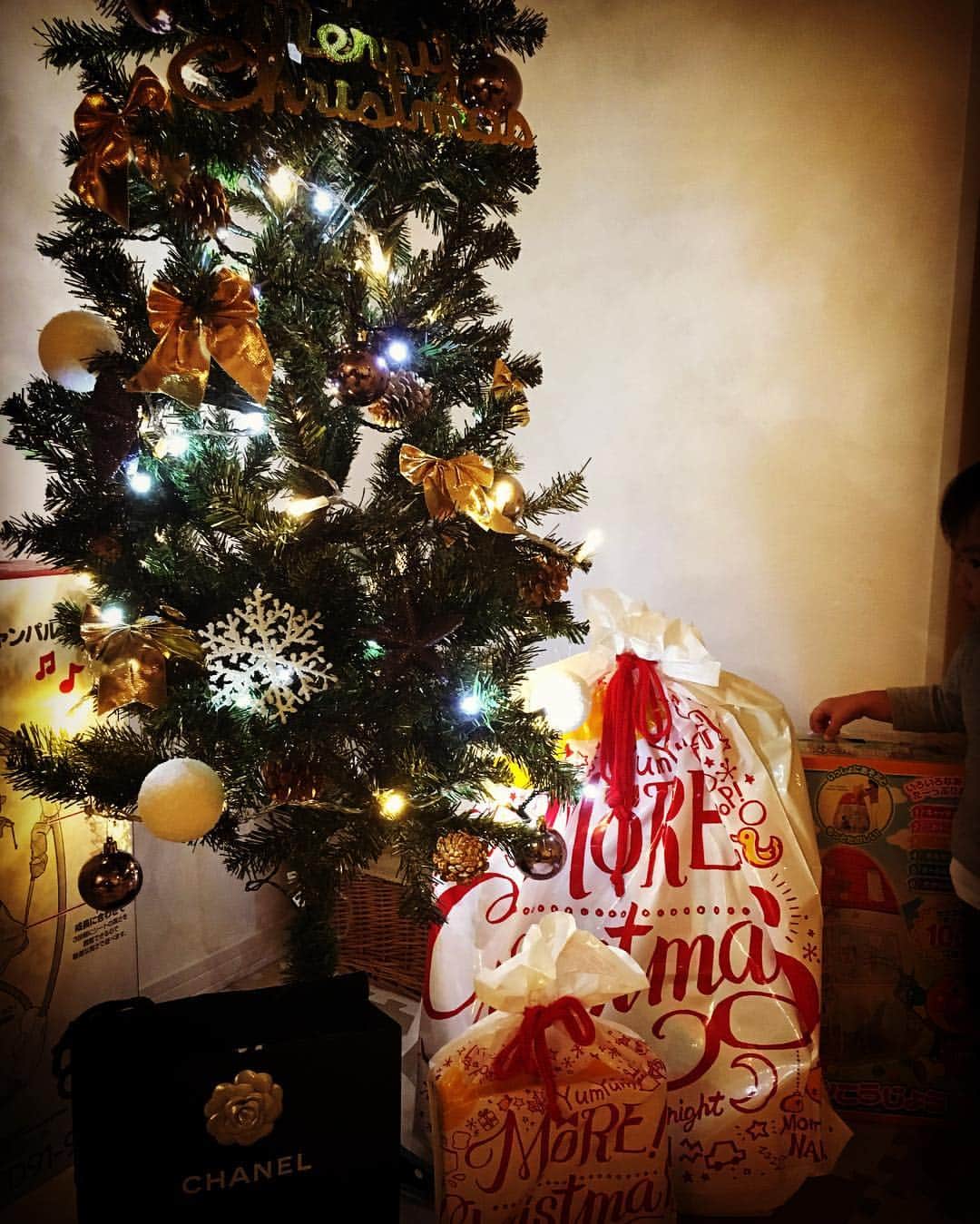 加織のインスタグラム：「今さらですが、Christmasに大興奮なむすめでした🎄👧🏻✨ 去年まで訳分かってなかったのに…1年でこんなに成長してしまうのね❤️✨」