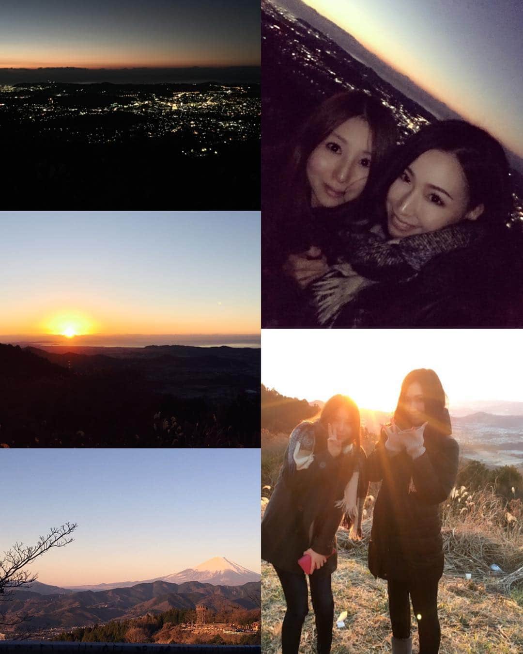 佐山愛のインスタグラム：「Happy new year！ #エロ社長秘書ふみえ氏 #夜景 #からの #初日の出 #firstsunriseoftheyear #富士山 #fujiyama」
