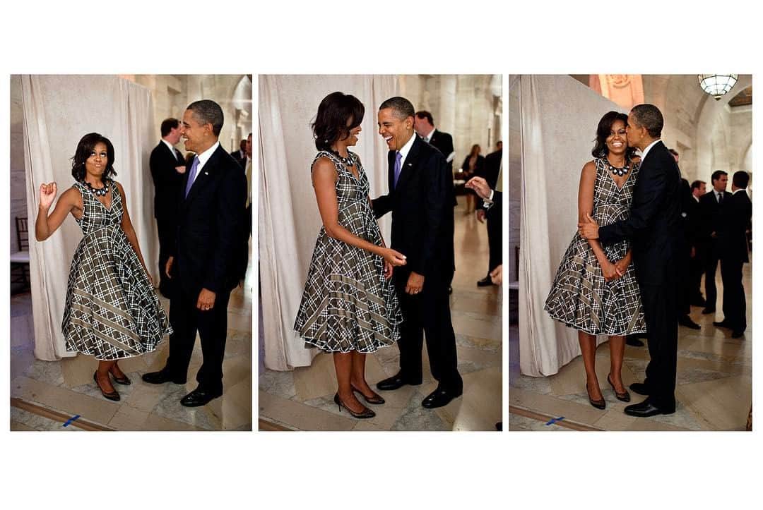 ピート・ソウザのインスタグラム：「Happy Birthday flotus!  From 2011: The President and First Lady react backstage to the marching band music before the United Nations General Assembly Reception at the New York Public Library.」