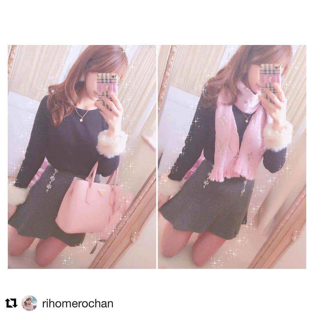 Grlさんのインスタグラム写真 Grlinstagram Rihomerochan さんgrl着用ありがとうございます Repost Rihomerochan With Repostapp グレイルのファー付きトップスに リランドチュールのビジュースカート リラのスカートは今季のものじゃないです