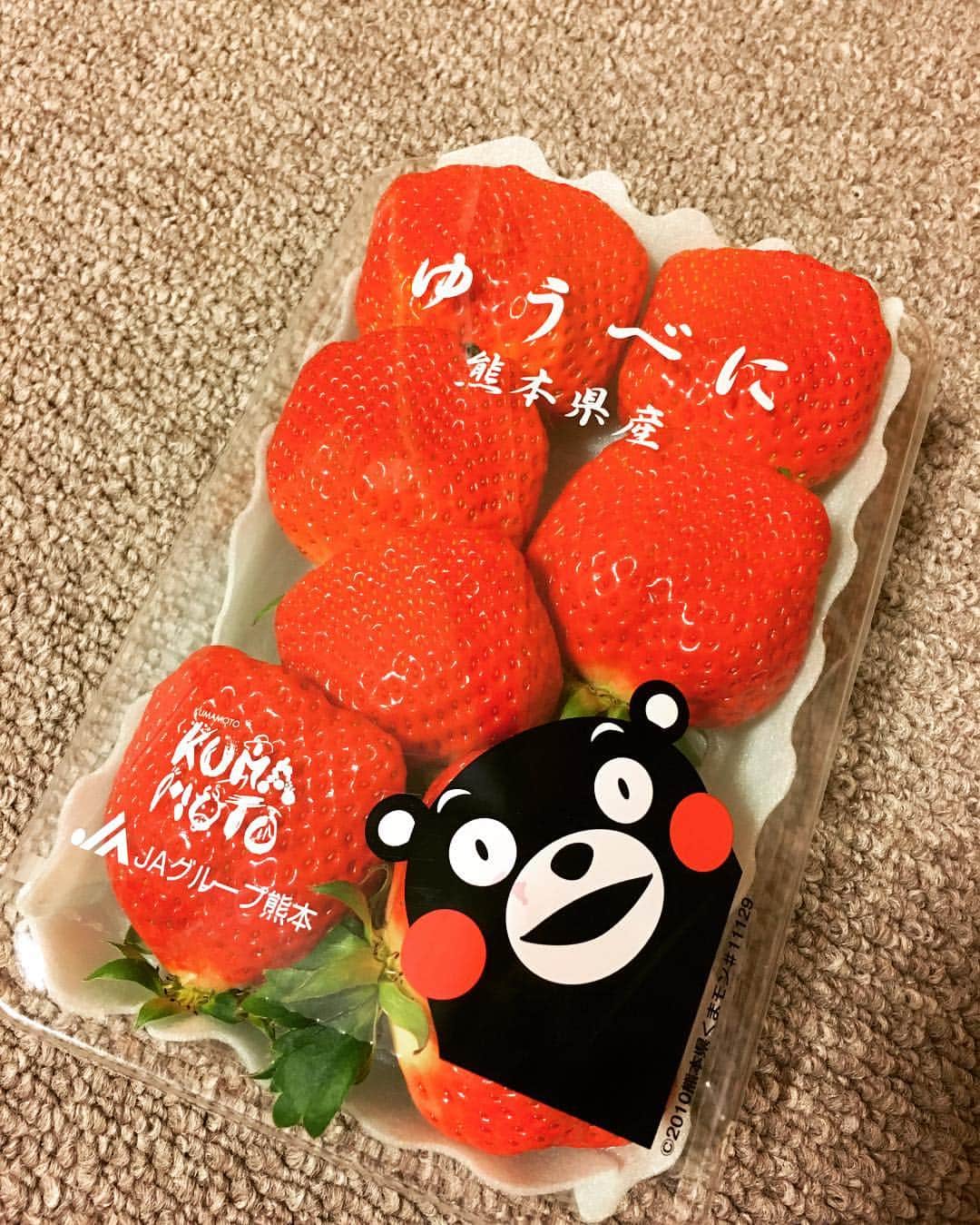 小谷祐喜さんのインスタグラム写真 - (小谷祐喜Instagram)「お久しぶりです！練習頑張ってまーす(^^)ほんで練習後にいちご貰いました！ #熊本県産ゆうべに #美味しそうな名前 #テカってる #そのままも食べるし #ヨーグルトにじゃぼんもさせます #くまもん可愛い」1月24日 19時50分 - kotani0727