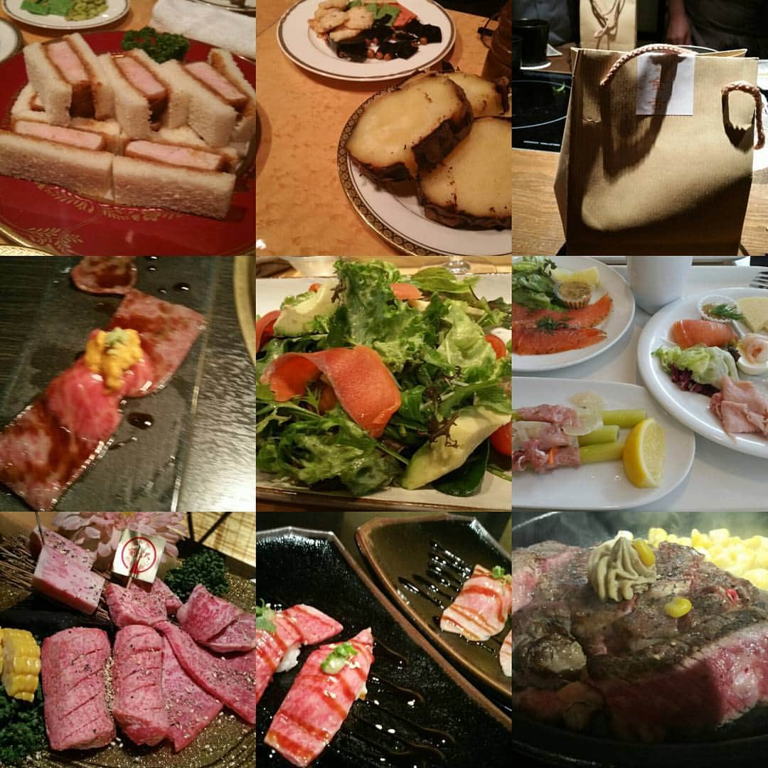 宮崎摩耶のインスタグラム：「最近食べたウマイもの❗#國分優香里　さんといきなりステーキいって、肉マイレージ作ったよ❗お世話になってる編集の皆さま、ご馳走さまでした❗❗✴　#金舌　#肉　#うしごろ　#いきなりステーキ　#トラジ　#うまい　#幻の豚カツサンド　#あとは場所は秘密　#カロリーやべぇ　ガンバロー　#ご飯　#焼き肉」