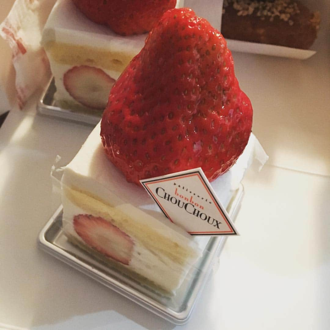 田口春菜さんのインスタグラム写真 - (田口春菜Instagram)「お母さんからプレゼント！ 大きなイチゴのケーキ❤️ もちろん私はイチゴ担当（笑） #イチゴのショートケーキ #こんな大きいの初めて #500円もするらしい #イチゴだけいただきました #下のケーキは兄に #違うイチゴのせてあげた #ごちそうさまでした〜」2月6日 9時37分 - harunataguchi