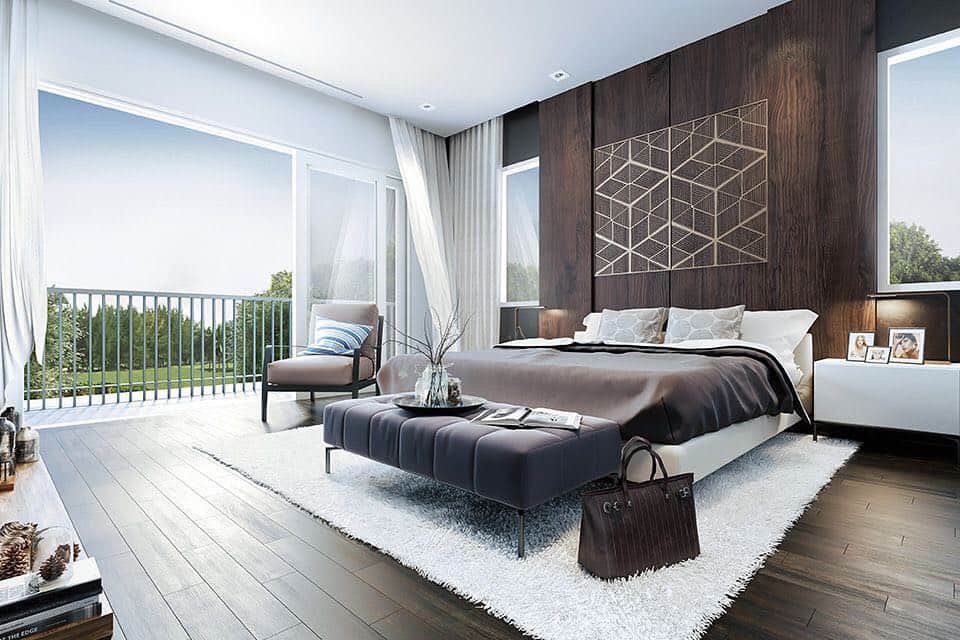 NuPropのインスタグラム：「Stunning bedroom with the dark-toned wood elements. #nuprop #malaysiaproperty #jenjarom #selangor #interior #darkwood」