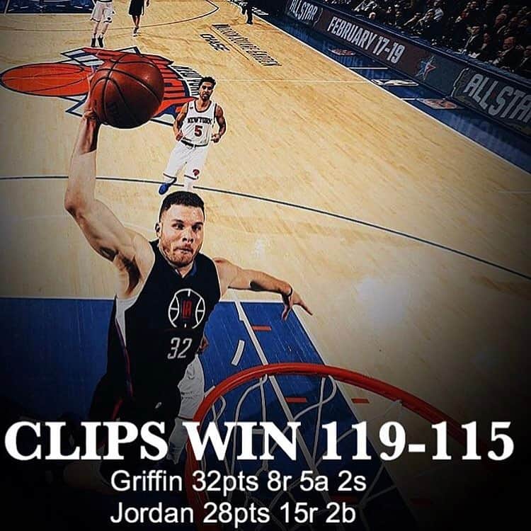deandrejordan6のインスタグラム：「Clippers win with a clutch 28 points and 15 rebounds from @Deandre 😳(via @la_clips_nation)」